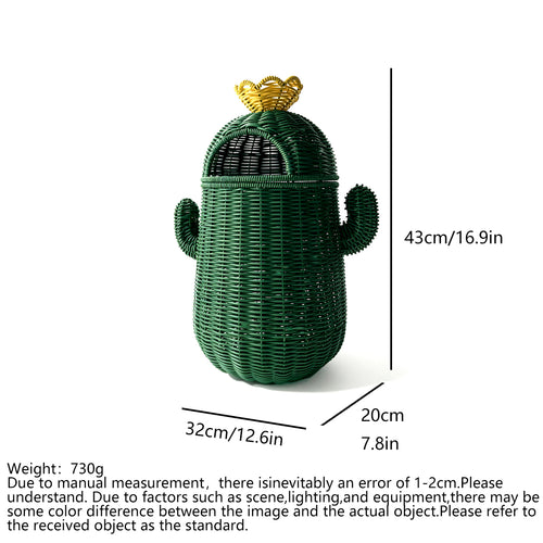 Handmade Wicker Cactus Storage Basket | Boho Nursery Organizer | EcoVine Living