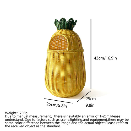 Handwoven Wicker Pineapple Storage Basket | Tropical Kitchen Decor | EcoVine Living