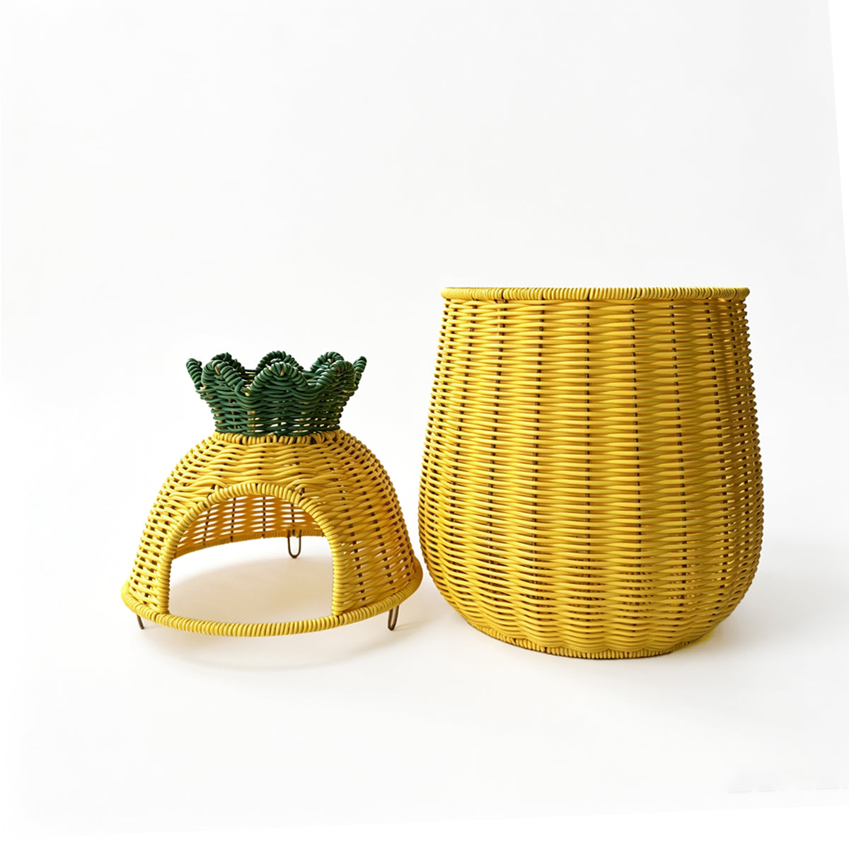 Handwoven Wicker Pineapple Storage Basket | Tropical Kitchen Decor | EcoVine Living