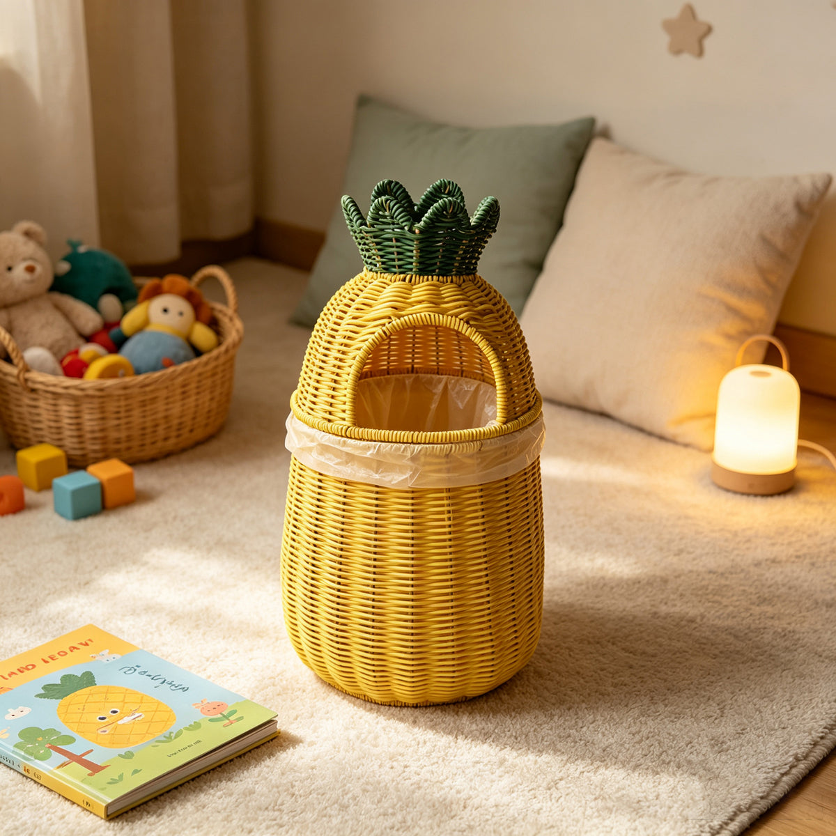 Handwoven Wicker Pineapple Storage Basket | Tropical Kitchen Decor | EcoVine Living