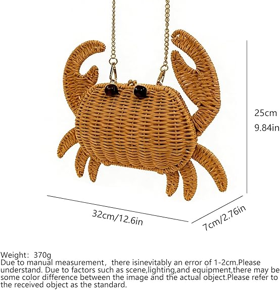 Handwoven Wicker Crab Crossbody Bag | Coastal Summer Statement Accessory | EcoVine Living
