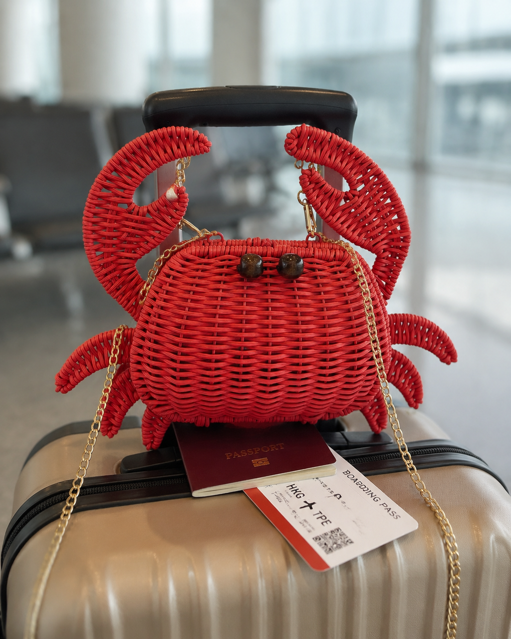 Handwoven Wicker Crab Crossbody Bag | Coastal Summer Statement Accessory | EcoVine Living