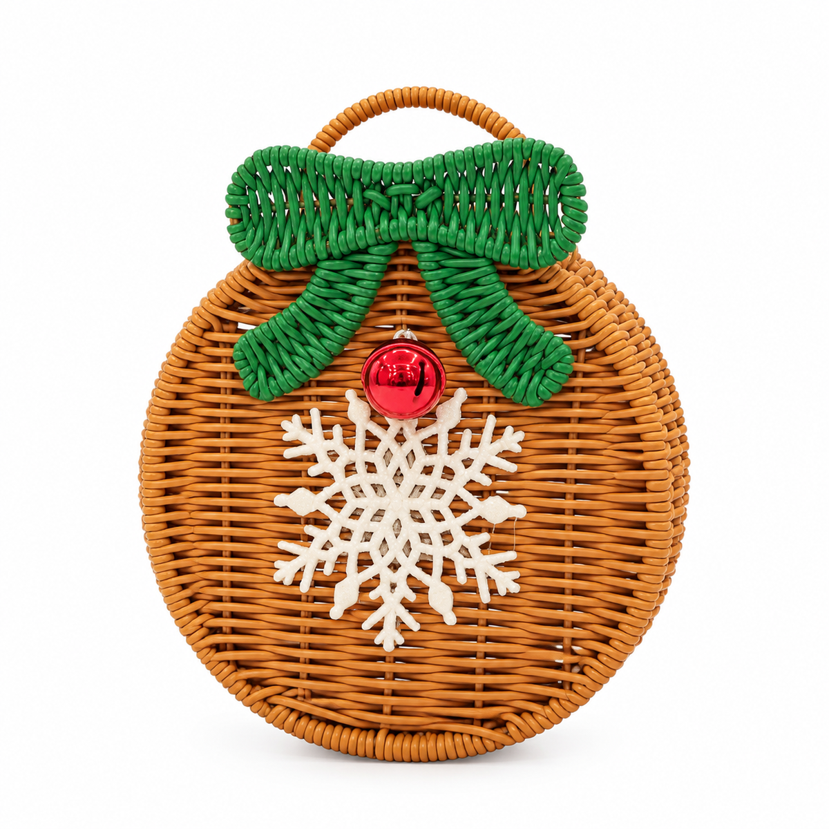 Handwoven Wicker Snowflake Crossbody Bag | Winter Holiday Purse | EcoVine Living