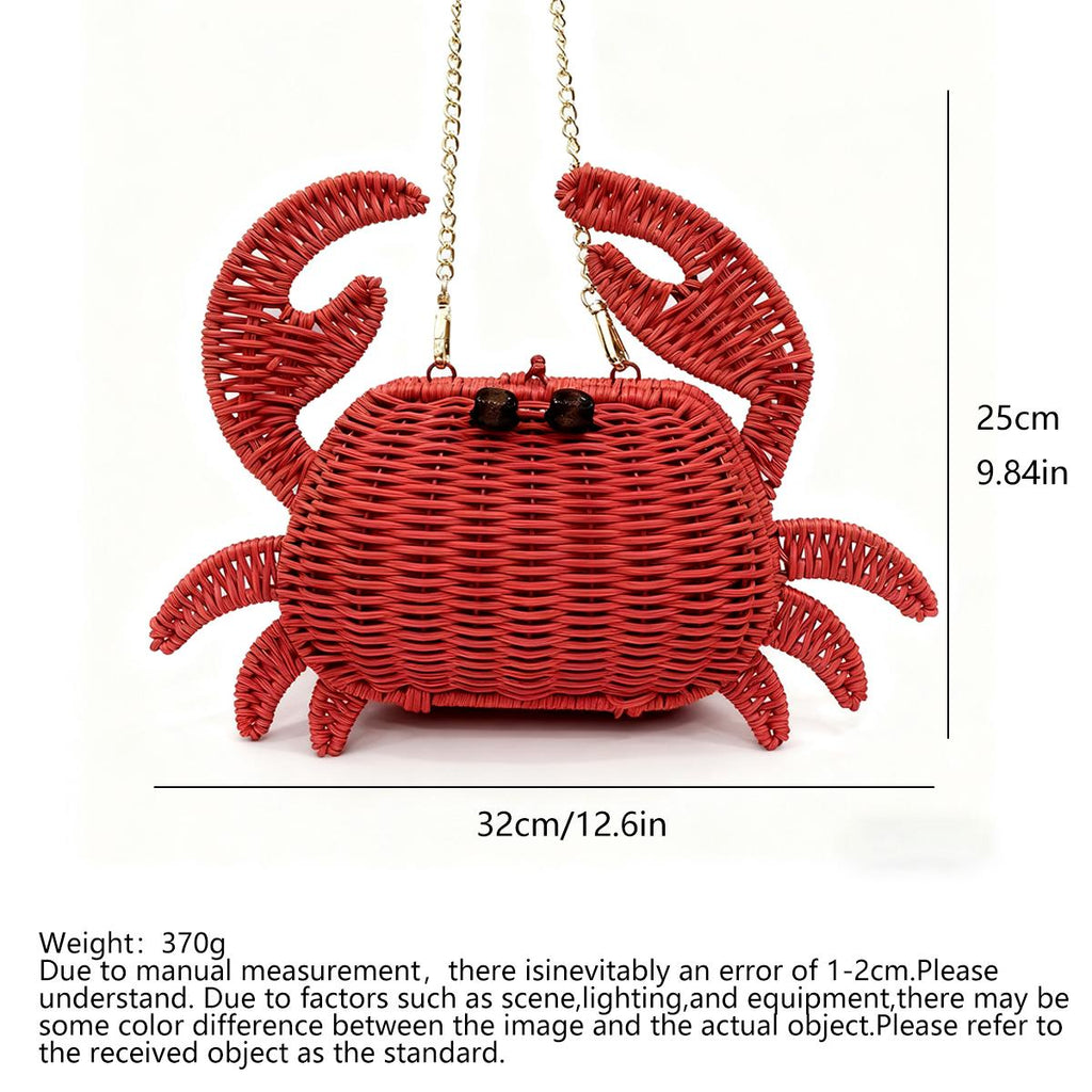 Handwoven Wicker Crab Crossbody Bag | Coastal Summer Statement Accessory | EcoVine Living
